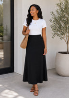 Women's Solid Color Knit Maxi Skirt